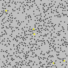 Brownian motion: 5 particles. Authors of computer model Francisco Esquembre, Fu-Kwun and Lookang (this remix version).